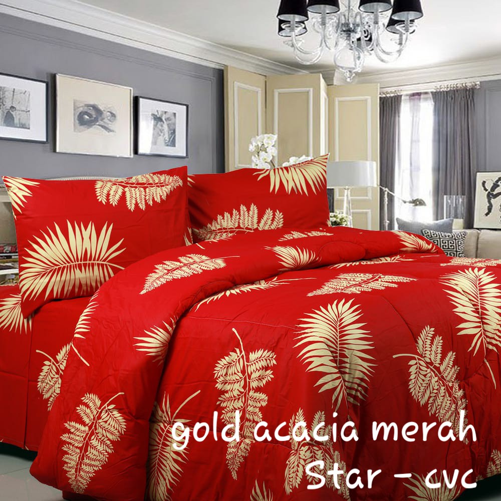  SPREI  STAR BISA CUSTOM UKURAN GOLD ACACIA MERHA LEAF 