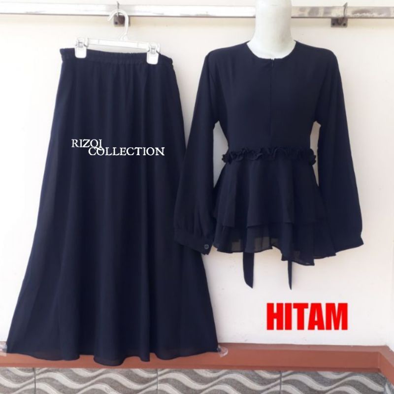 SET BLOUSE WANITA TERLARIS{ BLOUSE+ROK }SET BLOUSE KEKINIAN//SETELAN BLOUSE CRINKLE PREMIUM RIZQI KUDUS