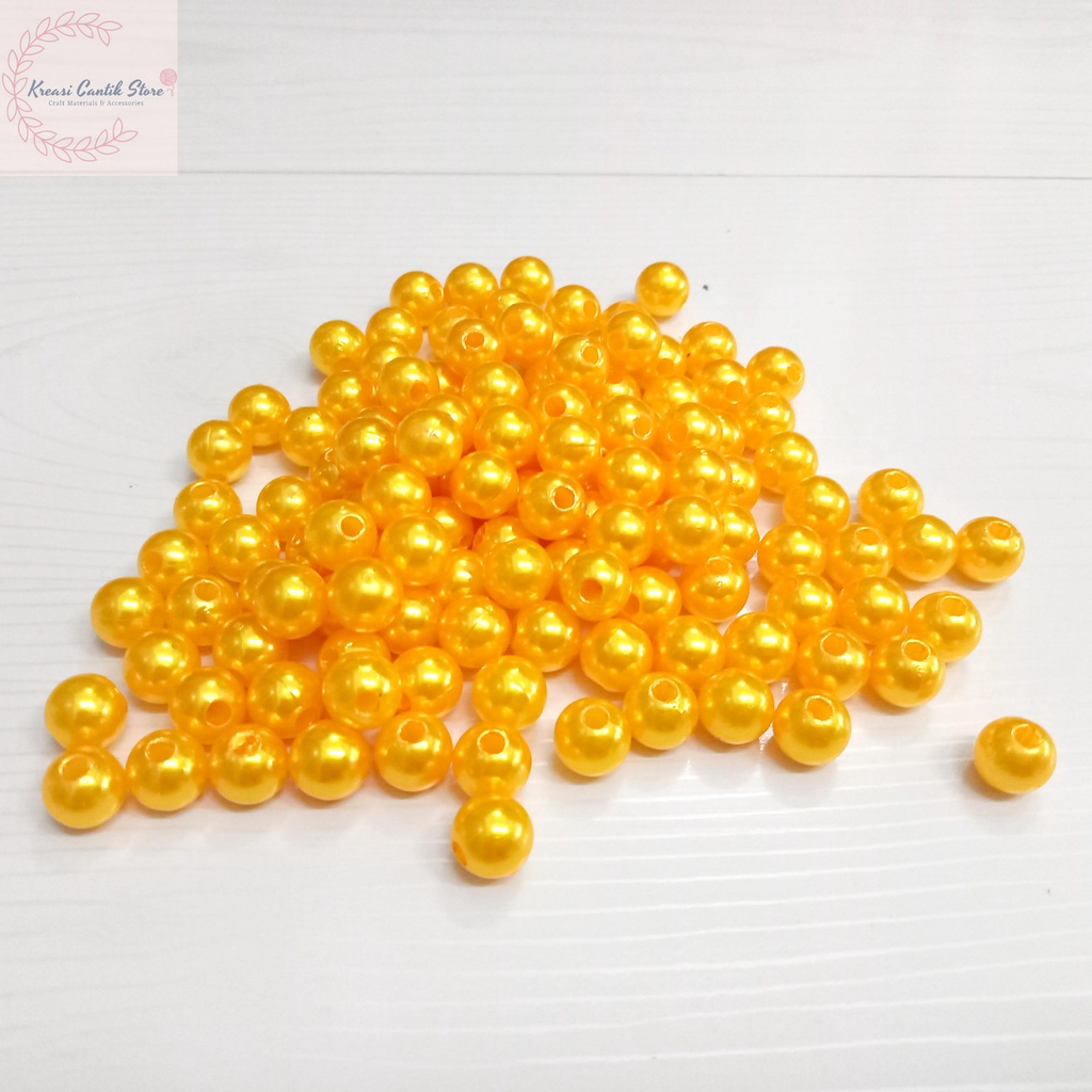 Manik-Manik / Mote Mutiara / Manik Bulat / Manik Mutiara 8mm Warna - Kuning