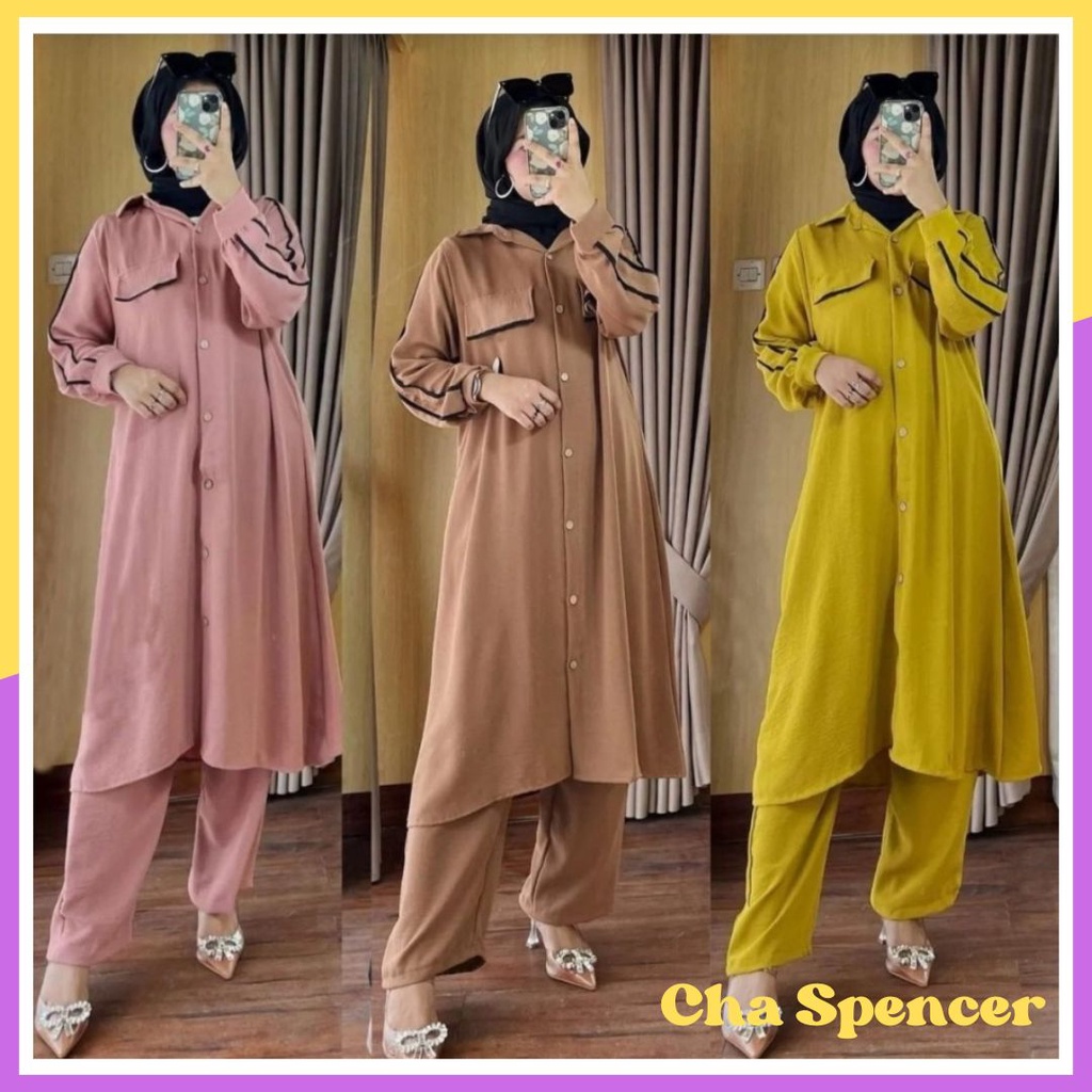 ST Baju Setelan Long Tunik Celana Kulot Wanita Dewasa Modern Trendy Elegan Murah Trendy Modis Trend 