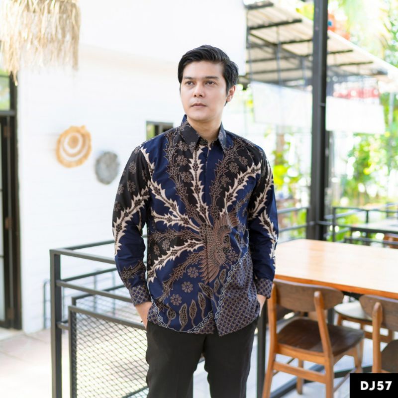 Batik Pria Lengan Panjang Gus Azmi BATIK AZMIL HRB026 motif KERATONAN Kode 002 size M L XL XXL Regul