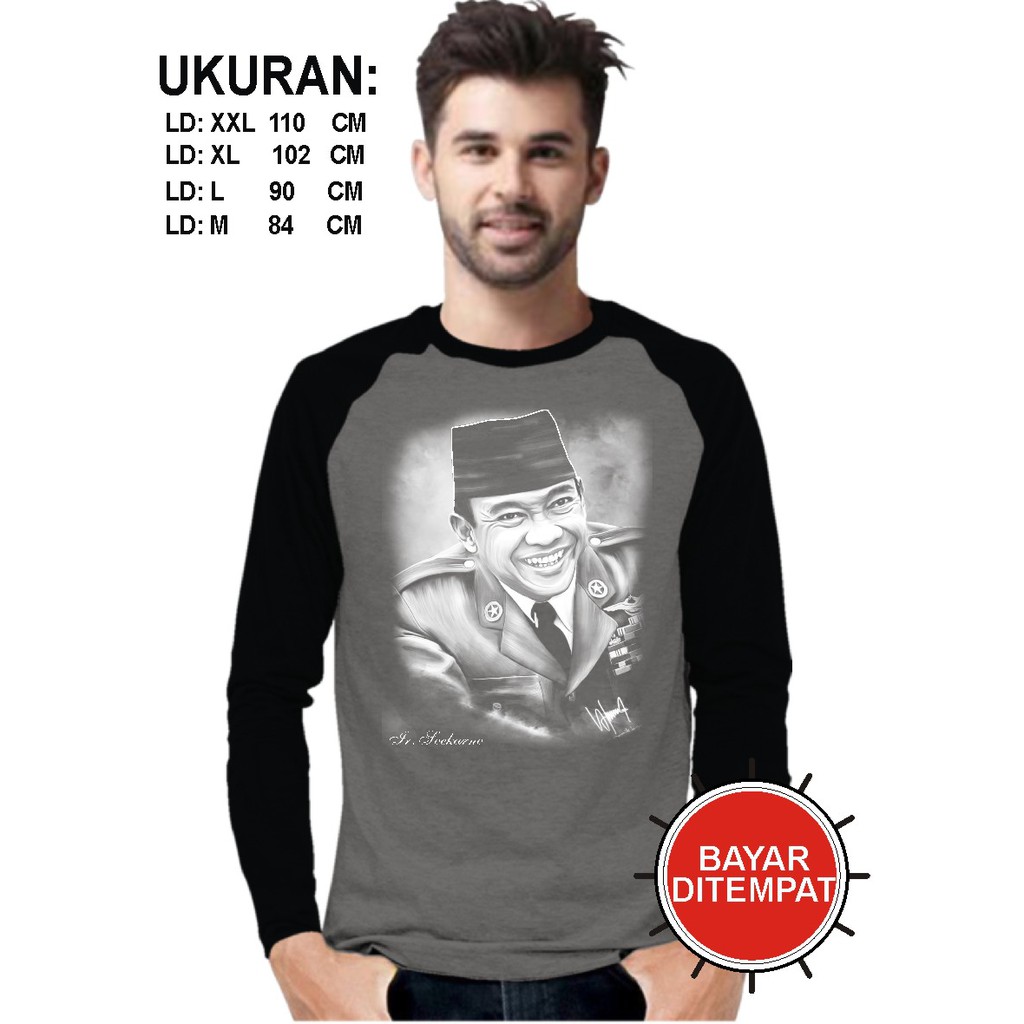 KAOS REGLAN LENGAN PANJANG/IR SOEKARNO/KAOS DISTRO/KAOS PAHLAWAN/KAOS FASHION/KAOS TREND MASA KINI