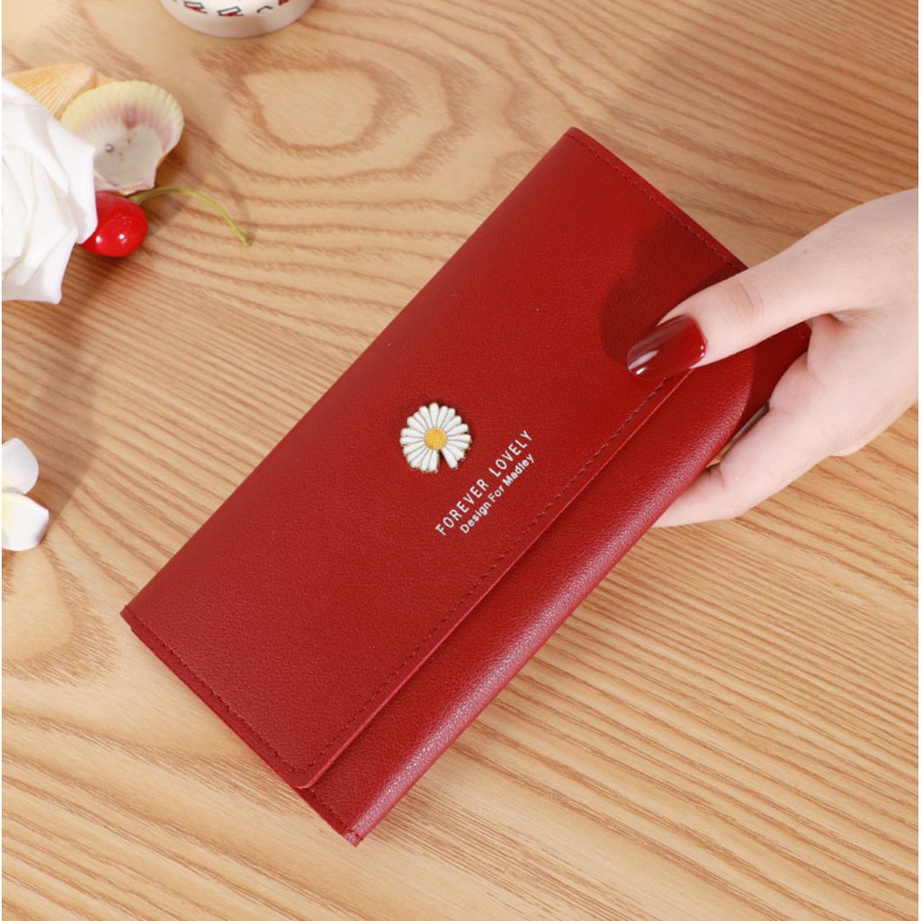 W04 Dompet Panjang Wanita Modern Daisy Flower Women Wallet Kartu Cewek Korea Resleting Remaja Murah