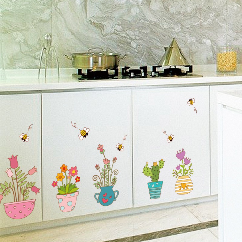 RELIZA WALL STICKER POT TULIP TANAMAN DAPUR KITCHEN STIKER DINDING SK7065