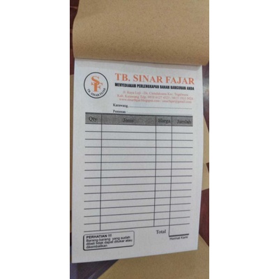 

Buku Nota Kontan Satuan Custom