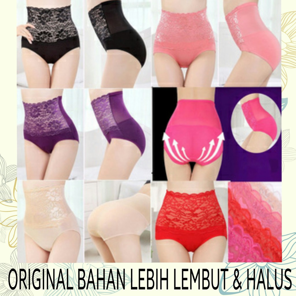 Sexy Lace High Waist Panties ( mengecilkan perut &amp; menaikan pantat )