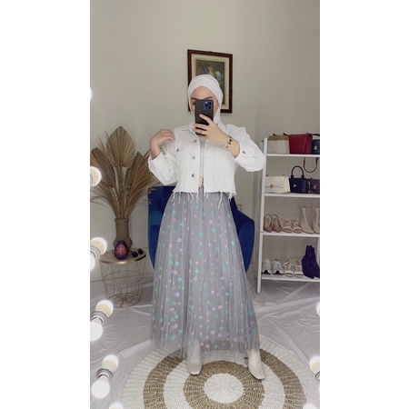 Rok Tutu motif bunga /rok panjang/rok tulle