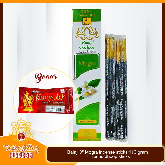 Dupa Balaji 9&quot; incense sticks 110 gram + Bonus dhoop sticks