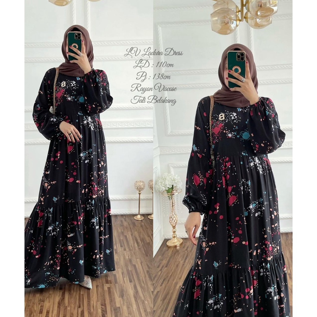 Gamis Rayon Homey Dress Terlaris / Gamis Muslim Syari Motif Terbaru-Laura Dress