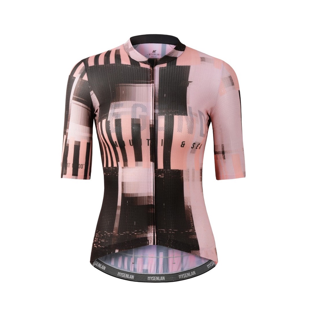Jersey Sepeda MYSENLAN Women Short Sleeve Impression Pale Pinkish Grey