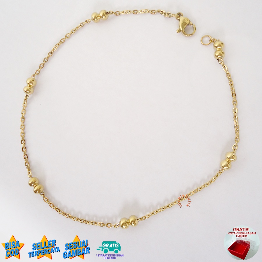 Lovelybutik - Gelang Kaki Dewasa Titanium Anti Karat B3rti Anklet Gelang Kaki Wanita Titanium Model Rantai Biji Lada BONUS TEMPAT PERHIASAN