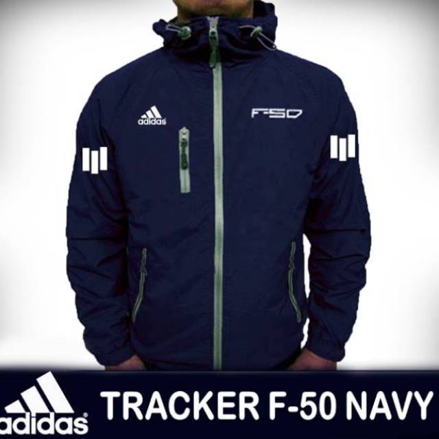 Jaket parasut tracker windbreaker Adidas F50 navy