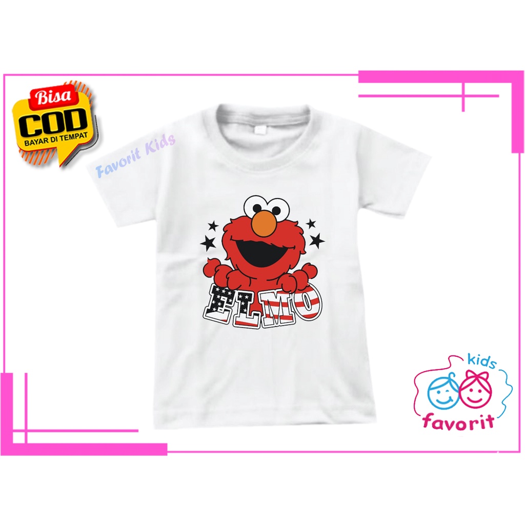 Baju kaos atasan anak laki laki dan perempuan lengan pendek motif elmo