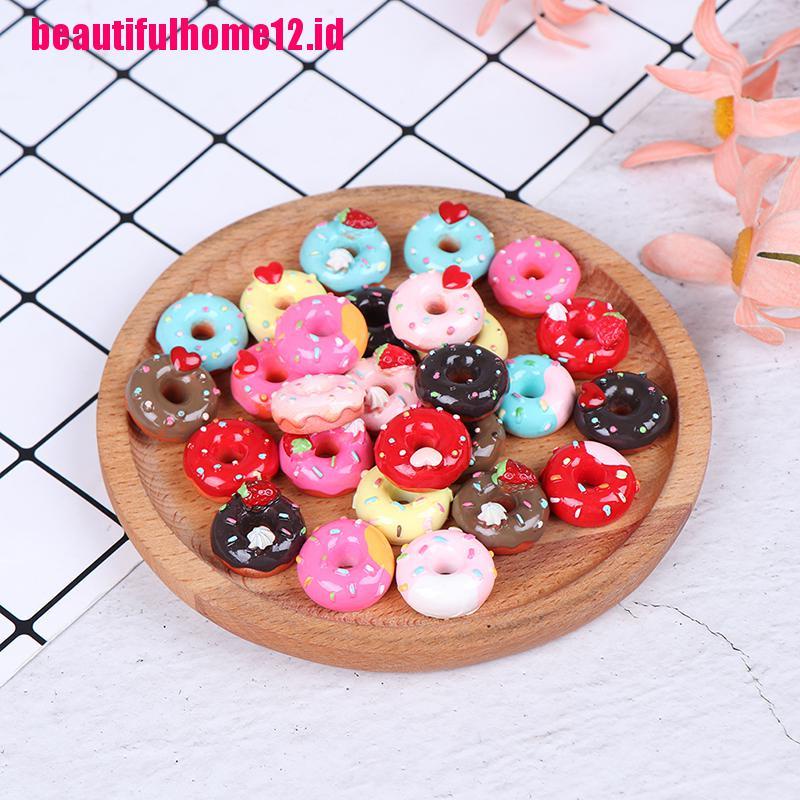 【beautifulhome12.id】10Pcs 1:12 Dollhouse miniature candy donut bread doll house kitchen decor