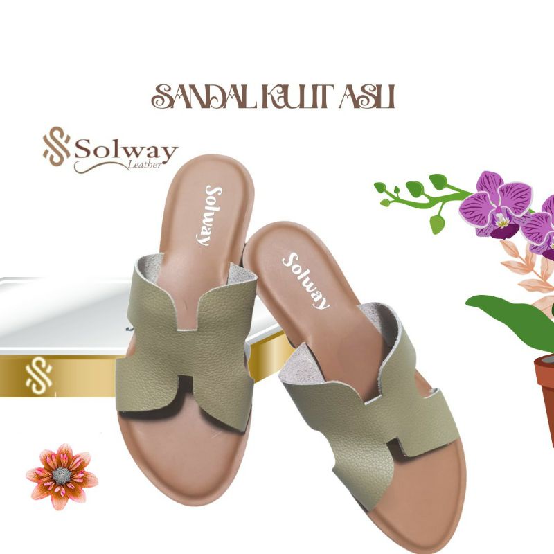 sandal kulit asli wanita model kekinian trendy SW0095.