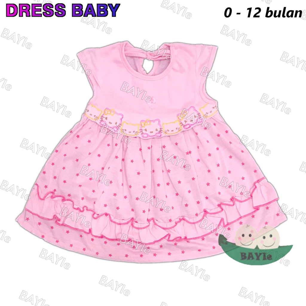 BAYIe - Dress Baju bayi/Anak Perempuan Cewek motif KITTY PLANET KIDS usia 0 -12 bulan / Pakaian anak