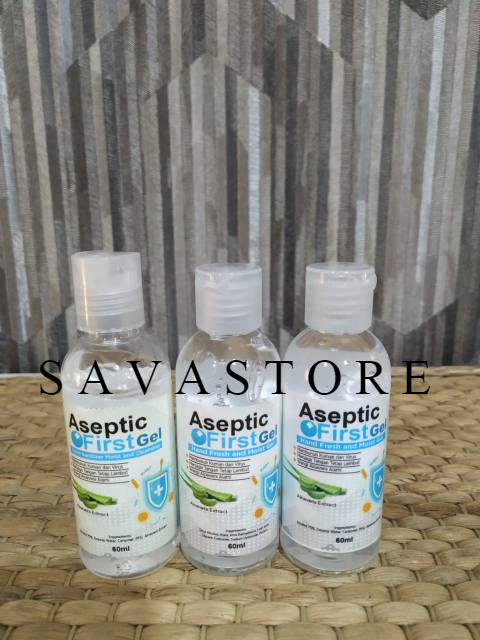 ASEPTIC FIRST HANDSANITIZER GEL 60ML FLIPTOP SIAP PAKAI - ECER GROSIR