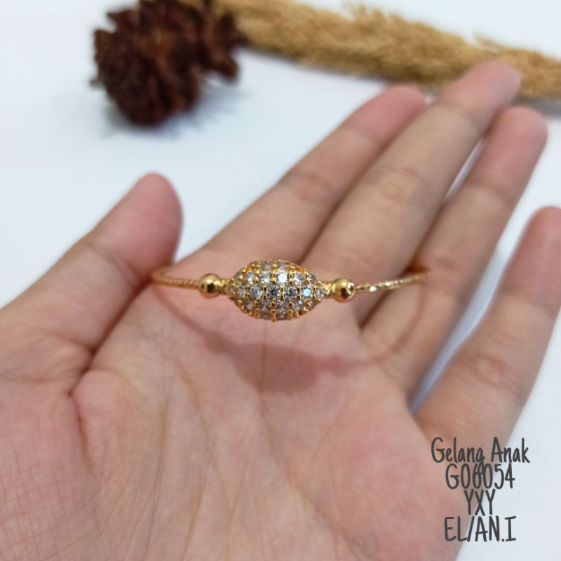 Gelang Anak Yaxiya Bangle Zircon Warna Gold G06054