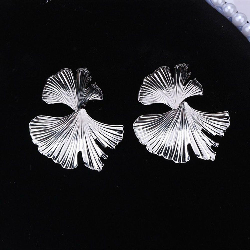 Needway Stud Earrings Punk Bohemian Tanaman Bentuk Daun Tidak Teratur Aksesoris Fashion Ginkgo biloba Leaf Drop Earrings