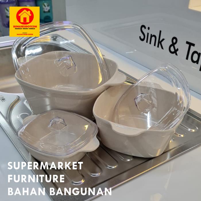 MANGKOK SAJI - PIRING SAJI - PIRING MAKAN - MANGKOK SAYUR CASSEROLE TUTUP BENING 5-8,5"  - ONYX