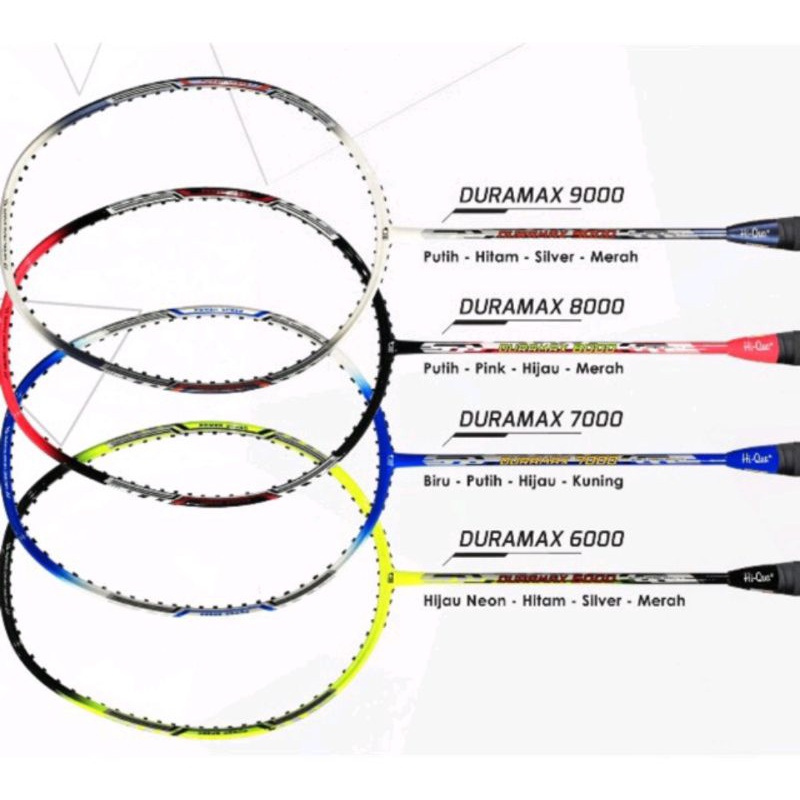 Raket HiQua Duramax 9000 Bonus Tas Senar Grip (Free Pasang Senar)