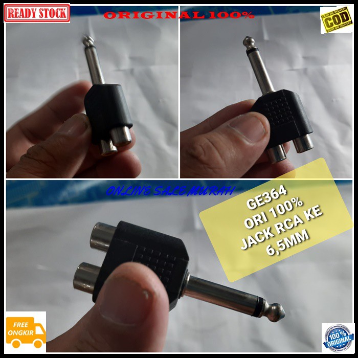 G364 Jack rca ke 6,5mm canon mixer audio spliter konektor splitter aux mic mik conektor acc handphone hp jek jack microphone laptop komputer smule multi original cewe cowo adapter sambungan sound extension penyambung suara headset headphone conve