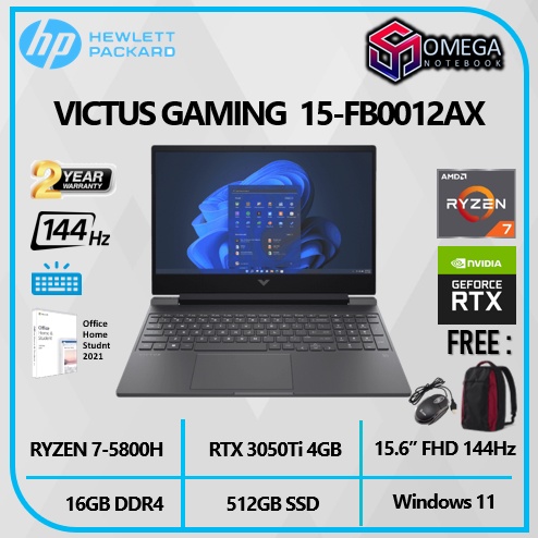 HP VICTUS GAMING 15 FB0012AX RYZEN 7 5800H 16GB 512SSD RTX3050TI 4GB W11+OHS 15.6FHD 144Hz