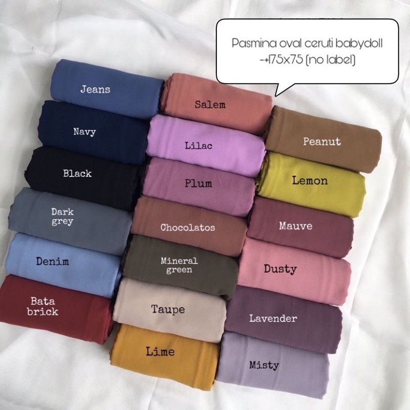 40 WARNA PASHMINA OVAL CERUTY BABYDOLL PASMINA OVAL