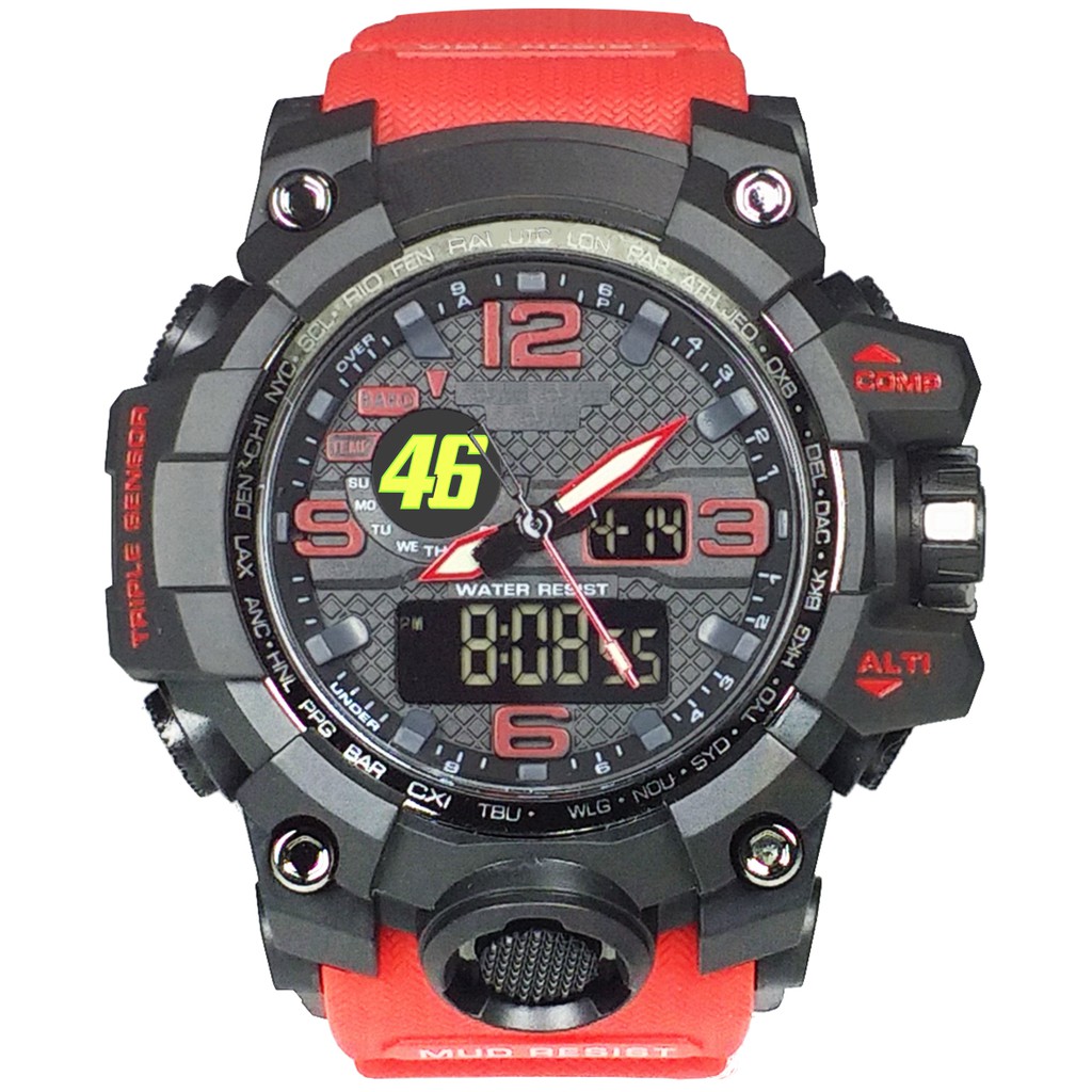 (Istimewa Bossque) Jam VALENTINO ROSSI 46 DT Tali Merah (Exclusive)