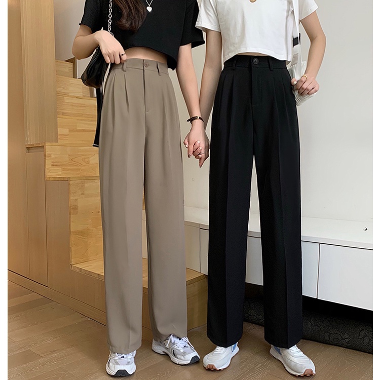 celana wanita terbaru Korean style celana panjang pants highwaist celana bahan hitam