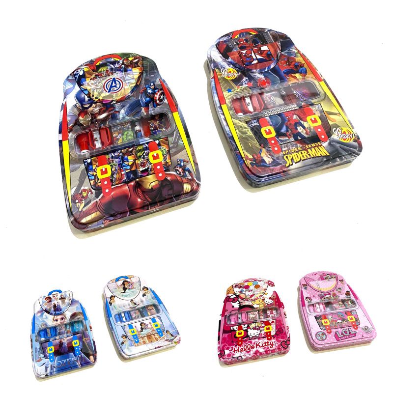 

Tempat Pensil Kaleng Karakter Avengers Spiderman Frozen Princess Hello Kitty LOL