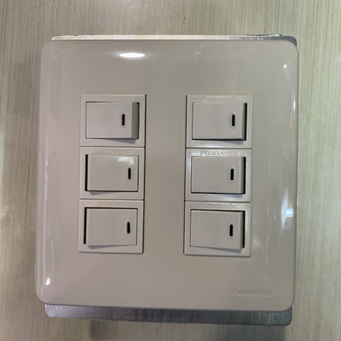 Saklar Panasonic 6 mata Grid switch 2 gang + inbowdus besi
