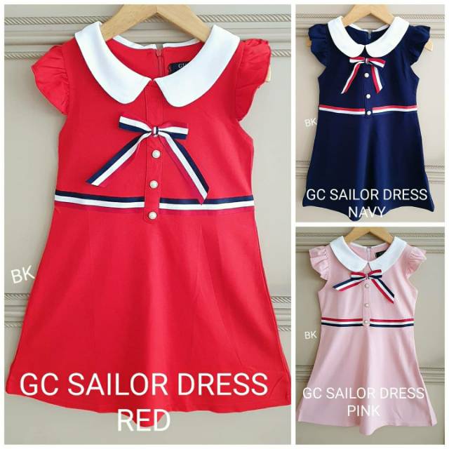 DRESS ANAK PEREMPUAN IMPORT BAHAN TEBAL / DRES CASUAL BRANDED MERAH PINK NAVY