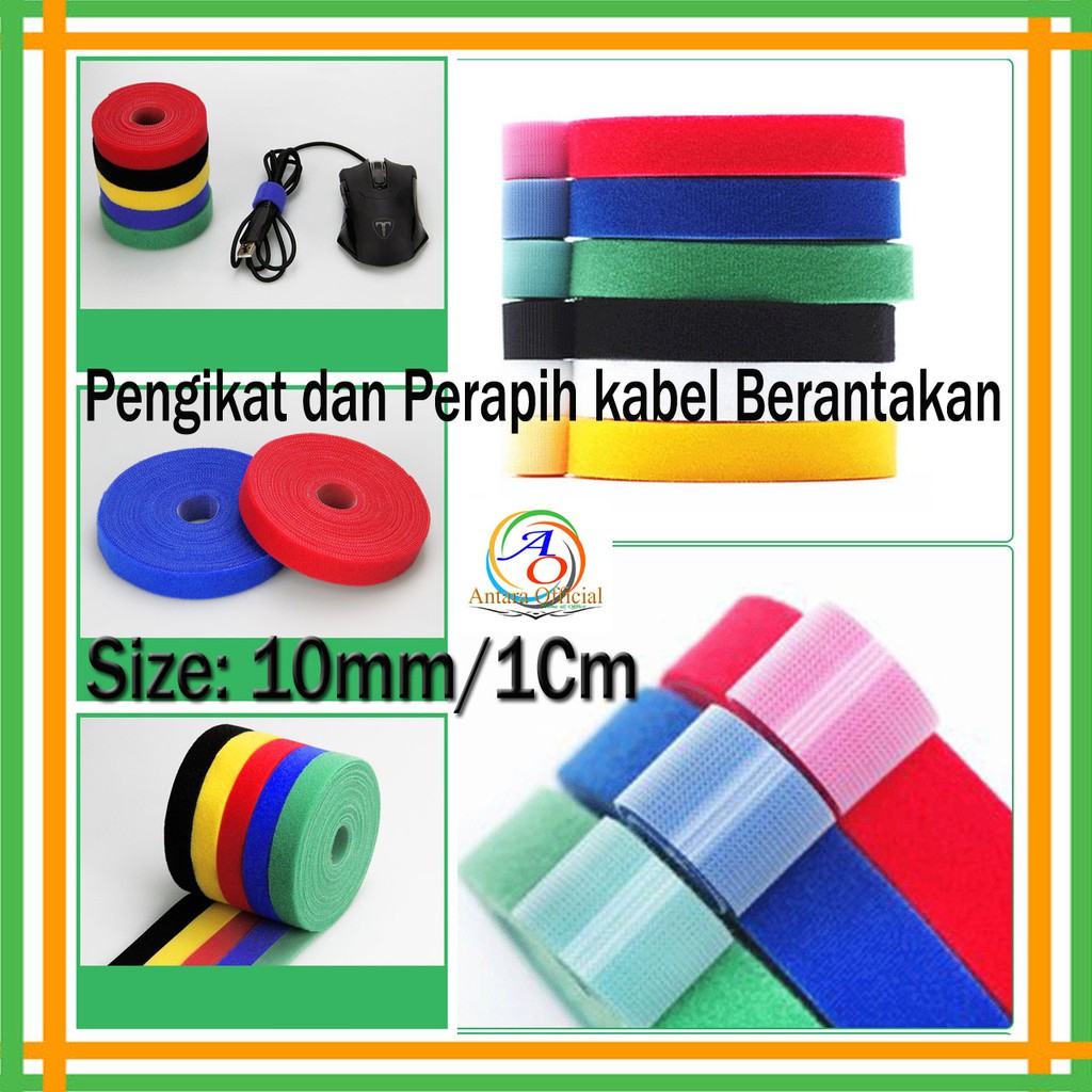 Velcro Strap Gulungan 10mm 1cm cable Tie Roll Pengikat Kabel Nylon Fiber Optik Serbaguna Organizer