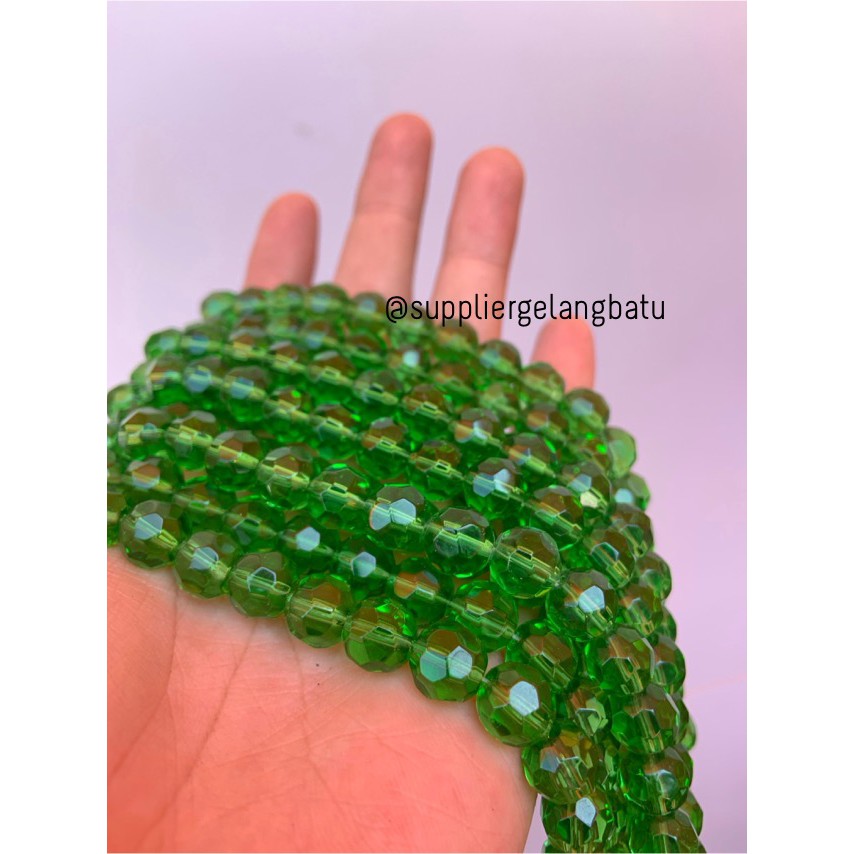 kristal bola dunia cutting 10mm Green quartz hijau kuarsa ceko bulat