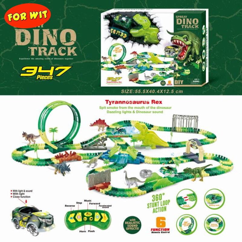 Spreay Dino Jurassic Track + RC Dinosaur Car 226 PCS