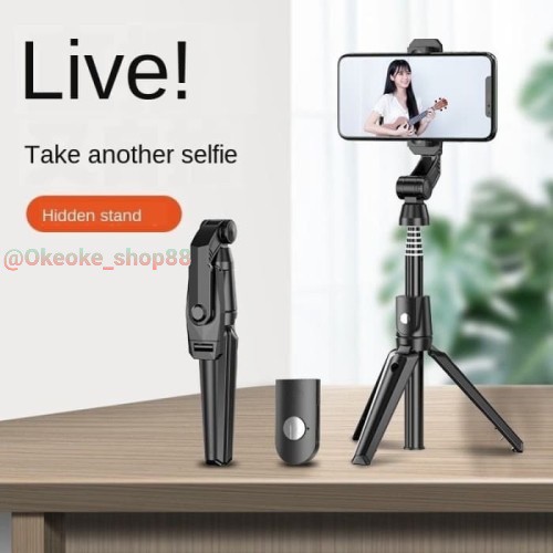 Tripod K21 selfie stick tongsis monopod bluetooth shutter tripot holder smartphone