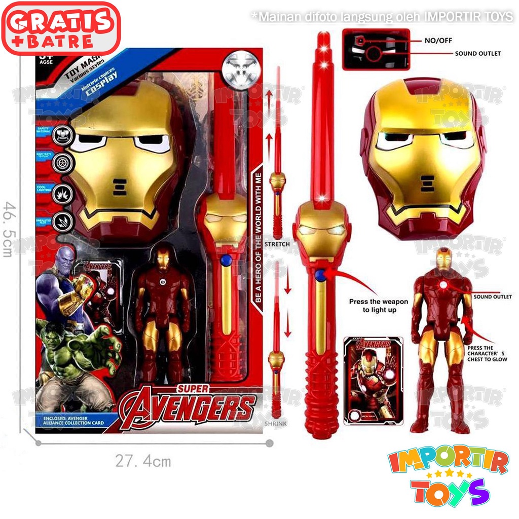 Mainan Set AVENGERS  HERO Topeng Pedang dan Figure Mainan Anak Cowok Toys Kid