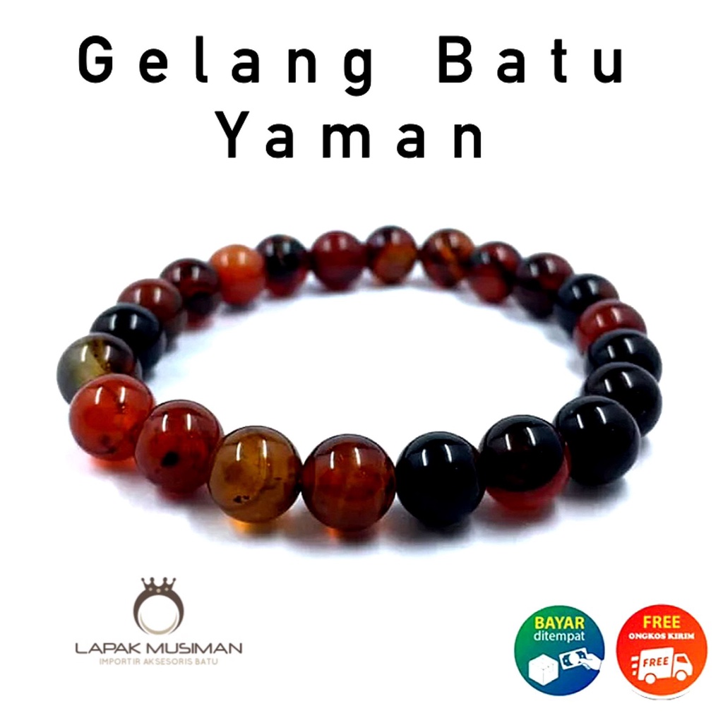 [Bayar di Tempat] GELANG BATU YAMAN MADU ASLI ORIGINAL 8MM