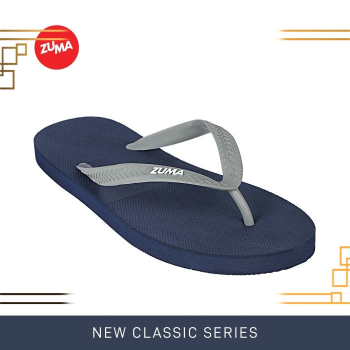 Zuma Men Classic 24/Sandal Jepit Sandal Karet Pria - Navy Grey