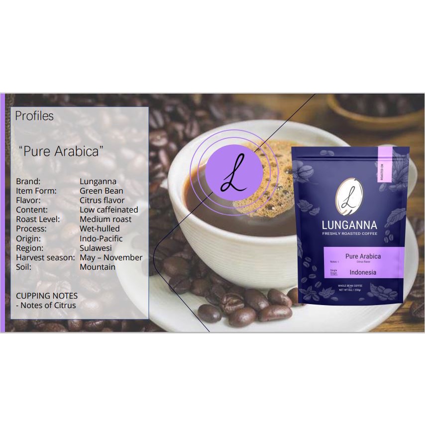 

Kopi Lunganna Arabika Toraja Kalosi berat 250g