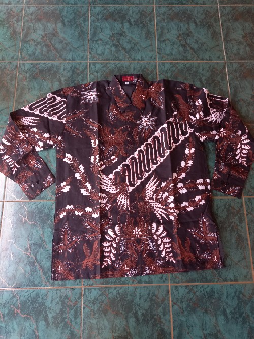 Atasan Kemeja Batik Pria Lengan Panjang Premium Parang Miring Full Furing Rajasakti Solo Ori