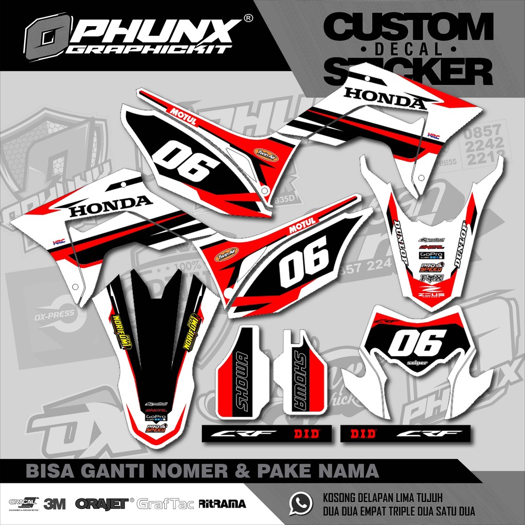 Stiker Decal Crf 150 L Hitam List Merah