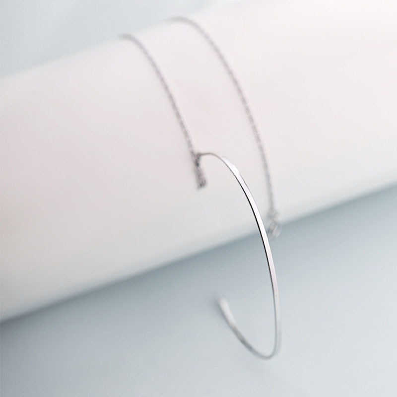 Fashion Simple Silver Minimalist Slim Curved Semi-circular Multi-layer Chain Bracelets for Women