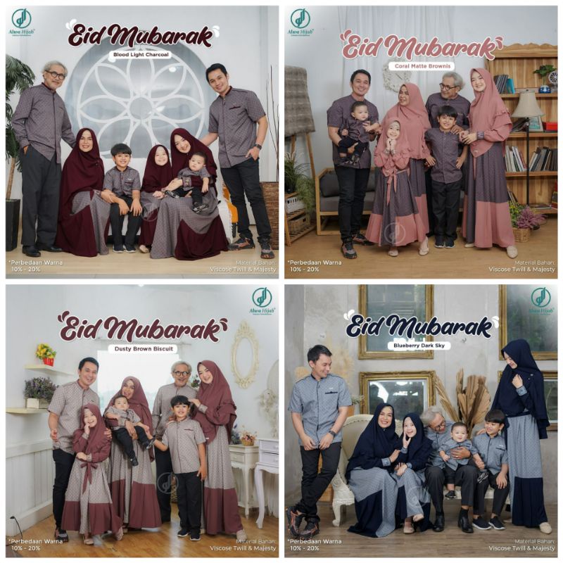 SARIMBIT EID MUBARAK FAMILY SERIES ALWA HIJAB ORI Gamis Couple Baju Sarimbit Lebaran Keluarga