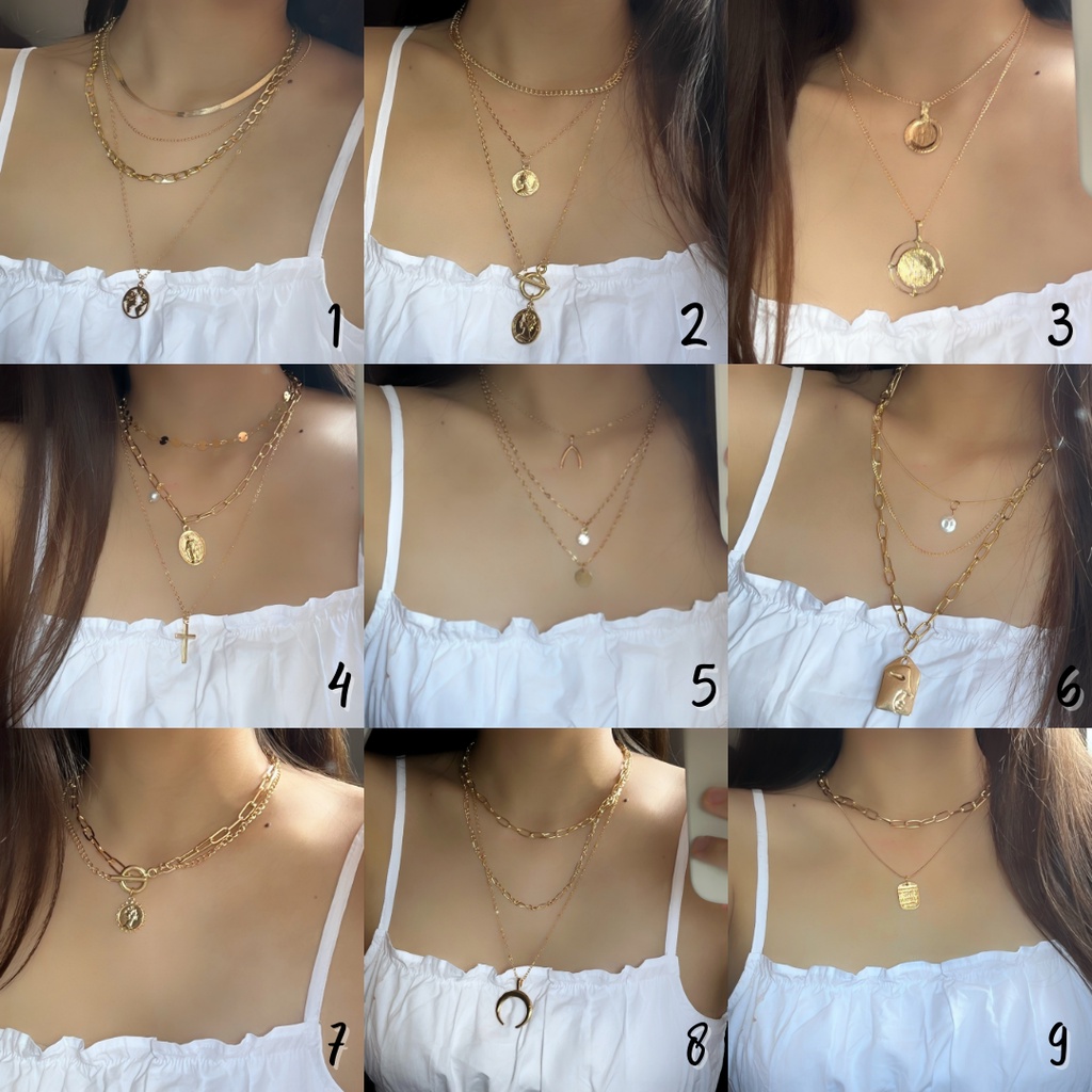 Necklace / Kalung Wanita Korea / Aksesoris Wanita / Kalung Rantai / Kalung Aesthetic / Kalung Layer Pendant