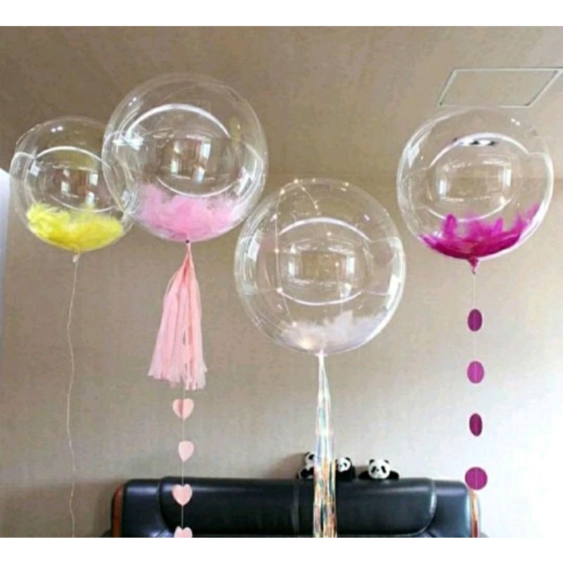 (1psc)BOBO BALON PVC 12/18/24/36 INCH BALON TRANSPARAN BALON LED BALON LAMPU TUMBLR BALON MURAH Bobo