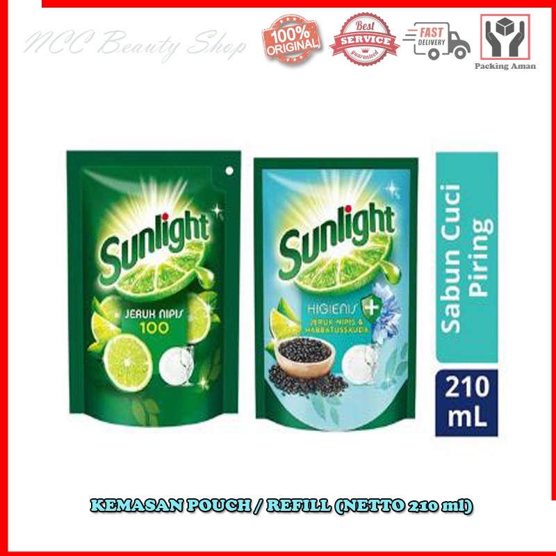 * NCC * Sunlight Cairan Pencuci Piring Jeruk Nipis Formulasi Baru Pouch Refill - Kemasan 210 ml