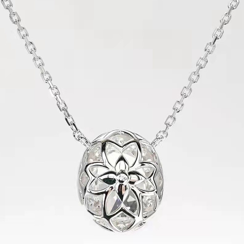 Kalung Liontin Bentuk Oval Bahan Cubic Zirconia AAA Untuk Wanita