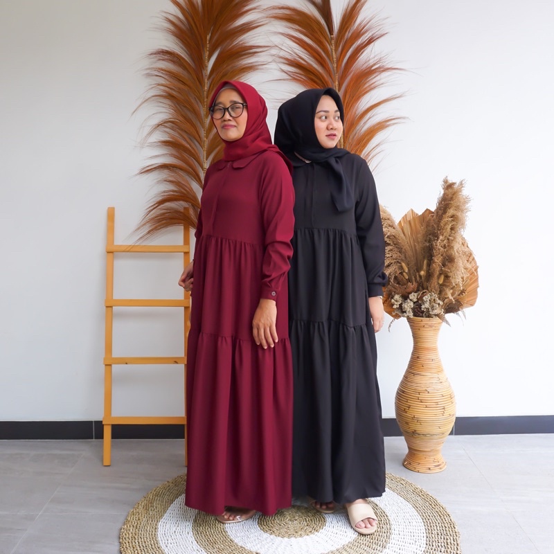 Kanaya Dress Gamis Polos Susun Rempel LD 96 104 110 Size M L XL Shakila Armani - Dress Muslimah Wanita Syari Terbaru - Dress Gamis Polos Payung - Dress Premium - Gamis Kondangan - Gamis Seragam - Gamis Pengajian COD By Zenic id